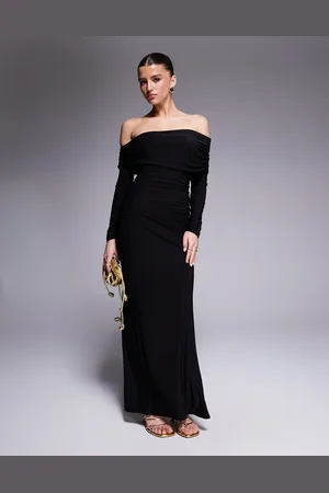 Missyempire Missy Empire – Doppelt formendes, eng anliegendes Bodycon-Maxikleid in mit asymmetrisch umgeschlagenem Ausschnitt