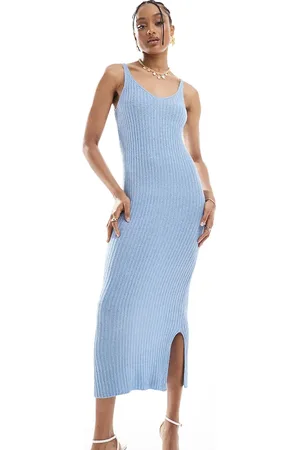 ONLY – Midaxi-Strickkleid in Hellblau