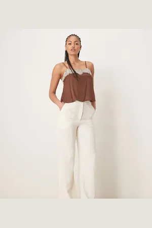 ASOS Tall – Relaxed Fit Hose in Wollweiß mit Leinenanteil und geradem Schnitt