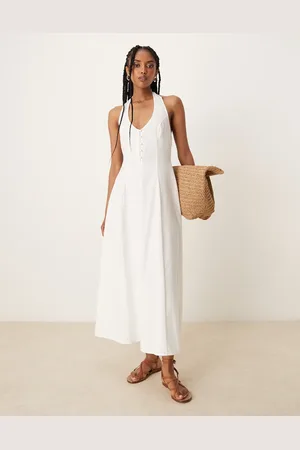 ASOS – Neckholder-Midikleid in mit Godet-Saum