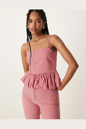 MANGO – Camisole in mit Vichy-Karo und gerafftem Saum, Kombiteil