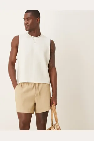 ASOS – Kürzere Shorts in Beige mit Waffelstruktur