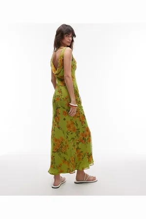 Topshop – Mehrlagiges Maxikleid mit Wasserfallausschnitt und Blumenmuster in