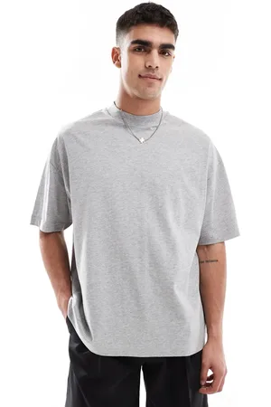 ASOS – Essential – Oversize-T-Shirt in meliert mit hohem Ausschnitt
