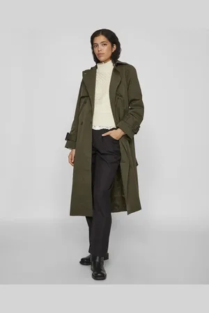 VILA – Trenchcoat in Dunkelgrün