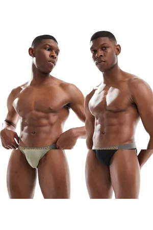 Emporio Armani – Bodywear – 2er-Pack Unterhosen aus weichem Bambusmaterial in und Beige mit Logo
