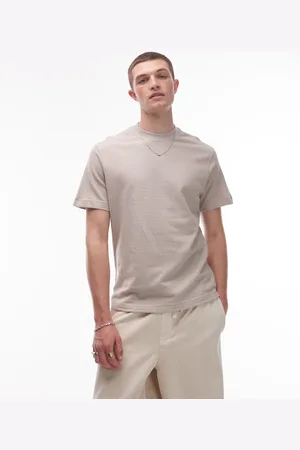 MANGO – Strukturiertes Regular Fit T-Shirt in Stein