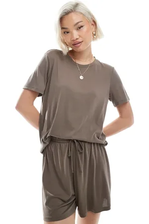 Pieces® – Weiches, leichtes T-Shirt in Morchelbraun, Kombiteil