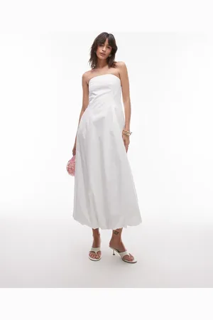 MANGO – Trägerloses Maxikleid in mit angedeutetem Ballonsaum
