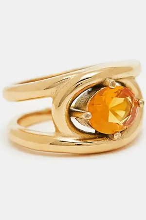 ASOS – Goldfarbener Ring aus wasserfestem Edelstahl mit bernsteinfarbenem Schmuckstein