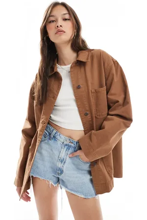 ASOS – Barn-Jacke aus Denim in Karamellbraun