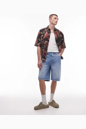 Topman – Jeans-Jorts in hellblauer Waschung