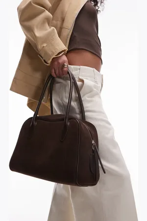 & OTHER STORIES – Bowling-Schultertasche aus dunkelbraunem Wildleder mit zwei Henkeln