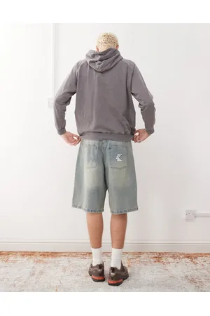 Karl Kani – OG – Weite Denim-Jorts in blauer Bleach-Waschung