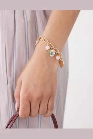 Reclaimed – Goldfarbenes Armband mit Herz-Anhängern