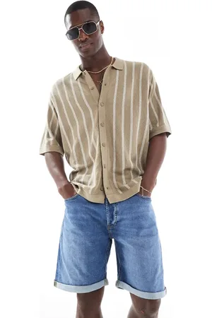 JACK & JONES – Jeansshorts in mittelblauer Waschung mit Umschlag