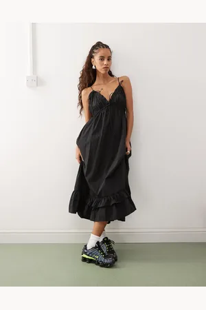 COLLUSION – Nylon-Midikleid in mit weitem Rüschensaum und Camisole-Trägern