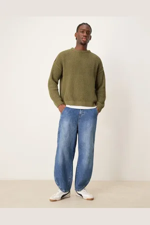 ASOS – Oversize-Jeans in Rauchblau mit „ADS“-Logo