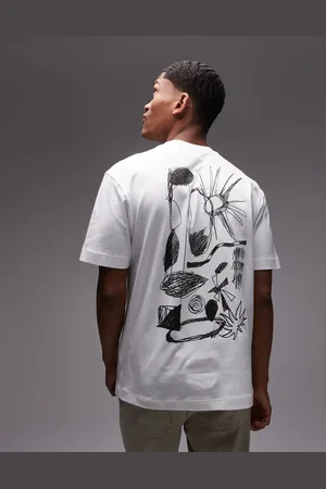 Topman – Hochwertiges Oversize-T-Shirt in mit plastischem Kritzel-Print und Applikation auf Vorder- und Rückseite