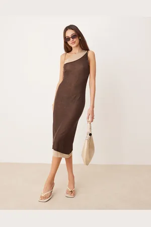 MANGO – Capsule – Durchsichtiges Camisole-Kleid in Schokobraun mit 2-in-1-Design