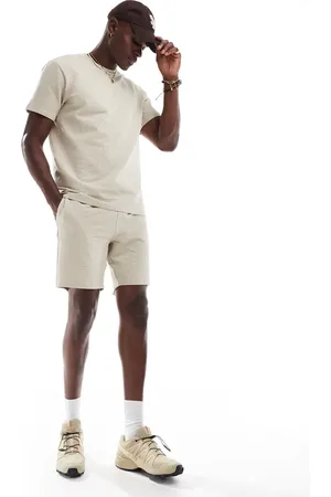 Only & Sons – Shorts in Cremeweiß mit Waffelstruktur, Kombiteil