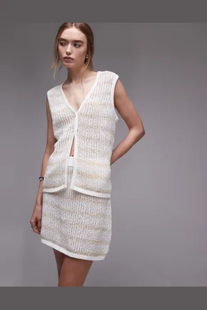 Rhythm – Sol – Gestricktes Longline-Trägertop in gestreiftem Cremeweiß, Kombiteil