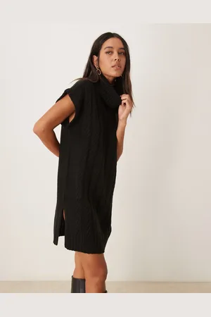 JDY – Mini-Strickkleid in mit Rollkragen und Zopfmuster