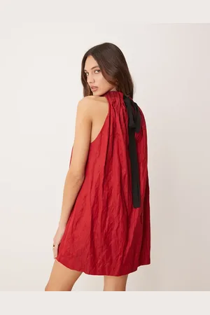 MANGO – Capsule – Ramie-Minikleid in Kirschrot