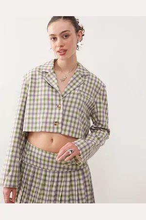 COLLUSION – Eleganter, karierter Cropped Blazer im 90er-Stil, Kombiteil