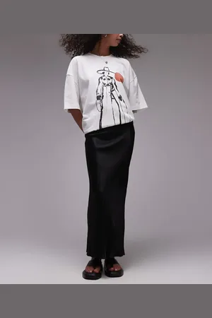 Topshop – Asymmetrischer Satin-Midirock in