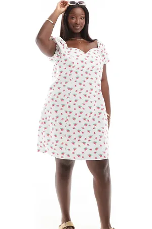 VERO MODA – Minikleid mit Herzausschnitt, Puffärmeln und Blumenmuster