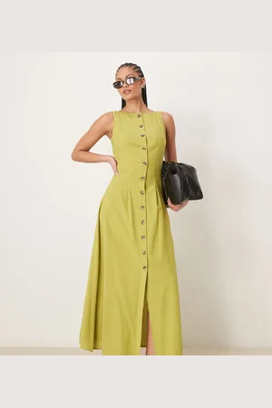 ASOS ASOS DESIGN Tall – Maxi-Westenkleid in mit Knopfleiste und U-Boot-Ausschnitt