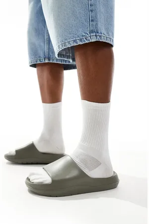 ASOS – Slider in Khaki mit dicker Sohle