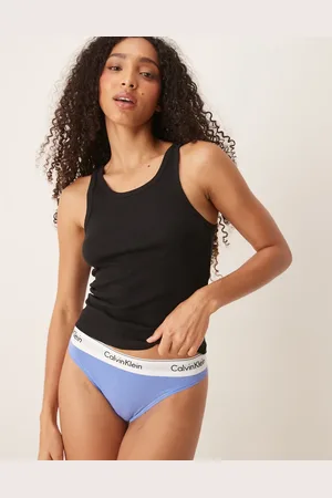 Calvin Klein – Modern Cotton – Tanga in Kornblumenblau mit hohem Beinausschnitt