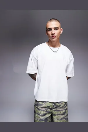 ASOS – Schweres Oversize-T-Shirt in mit offenem Ausschnitt