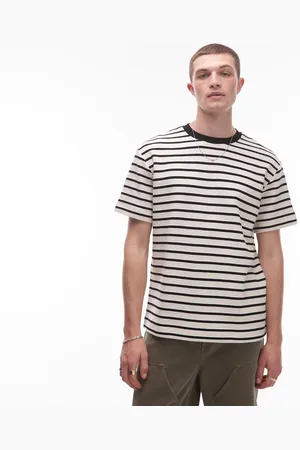 Topman – Oversize-T-Shirt in Weiß mit Streifen