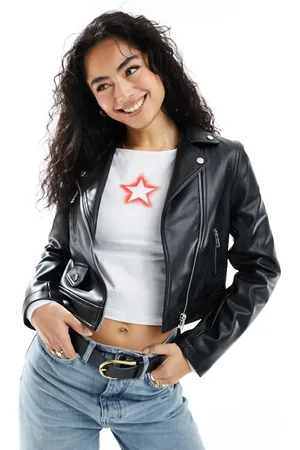 ASOS – Ultimate – Schwarze Bikerjacke aus Kunstleder