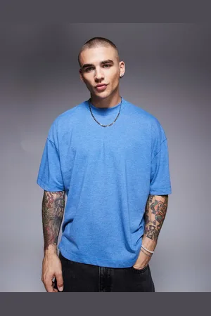 ASOS – Kastiges, überfärbtes Oversize-T-Shirt in meliert mit überschnittenen Schultern