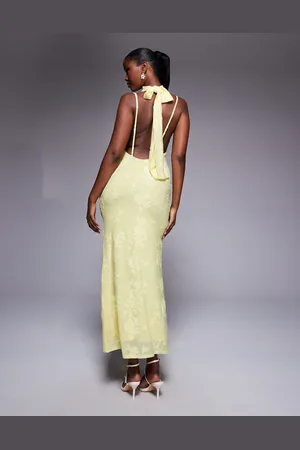 ASOS – Neckholder-Maxikleid in mit Rückenausschnitt und Drapierung