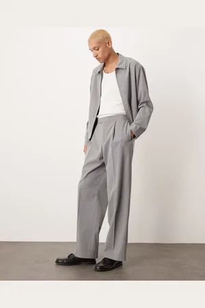 ASOS – Elegante weite Hose in mit Nadelstreifen und elastischem Bund, Kombiteil