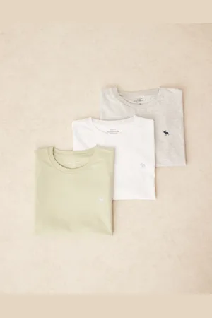 Abercrombie & Fitch – 3er-Pack kurzärmlige T-Shirts mit Markenlogo in verschiedenen Farben