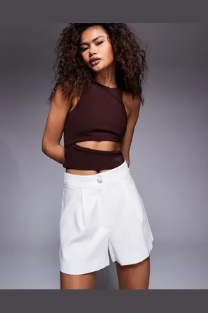 River Island – Elegante weiße Shorts mit Leinen