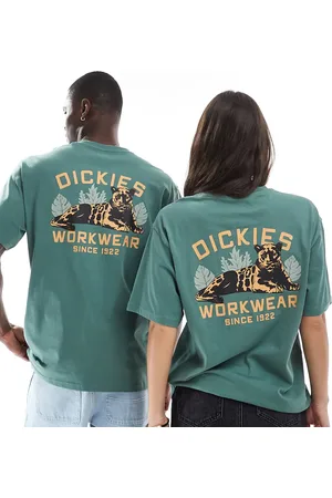 Dickies – T-Shirt in Dunkelgrün mit Panther-Rückenprint, exklusiv bei ASOS