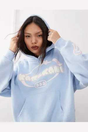 Karl Kani – Kapuzenpullover in Hellblau mit Herz-Logoprint