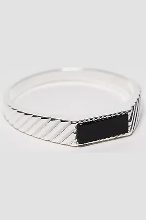 ASOS – Silberfarbener Siegelring aus Sterlingsilber mit schwarzem Schmuckstein