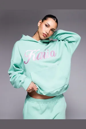 Kaiia – Oversize-Kapuzenpullover in und Rosa mit gesticktem Wirbel-Logo, Kombiteil