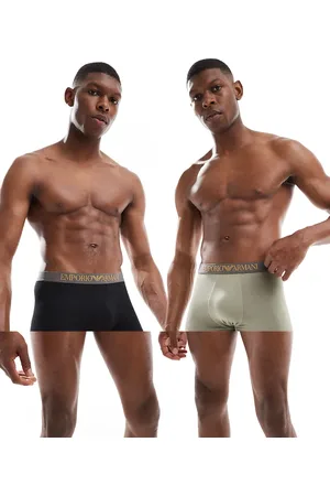 Emporio Armani – Bodywear – 2er-Pack Unterhosen aus weichem Bambusmaterial in und Beige mit Logo