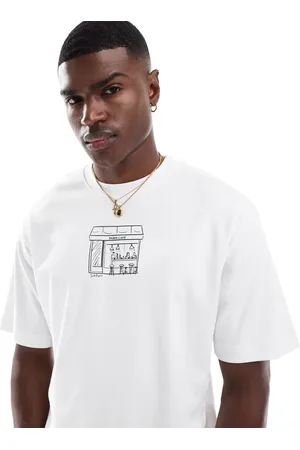 JACK & JONES Premium – Oversize-T-Shirt in mit Café-Print auf Brusthöhe