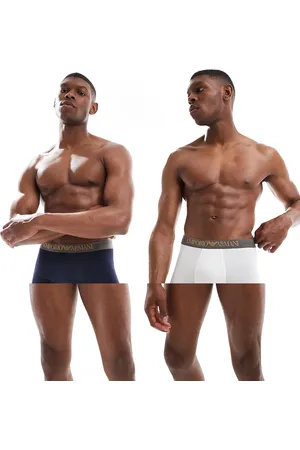 Emporio Armani – Bodywear – 2er-Pack Unterhosen aus weichem Bambusmaterial in und Marineblau mit Logo