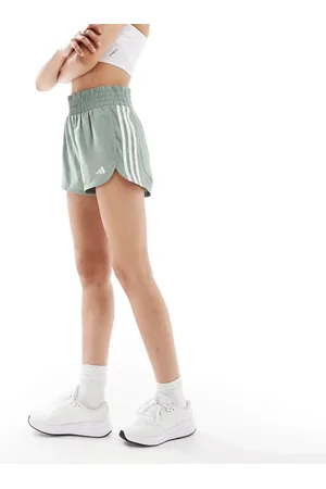 adidas Adidas Training – Lauf-Shorts aus Webstoff in Silbergrün mit hohem Bund